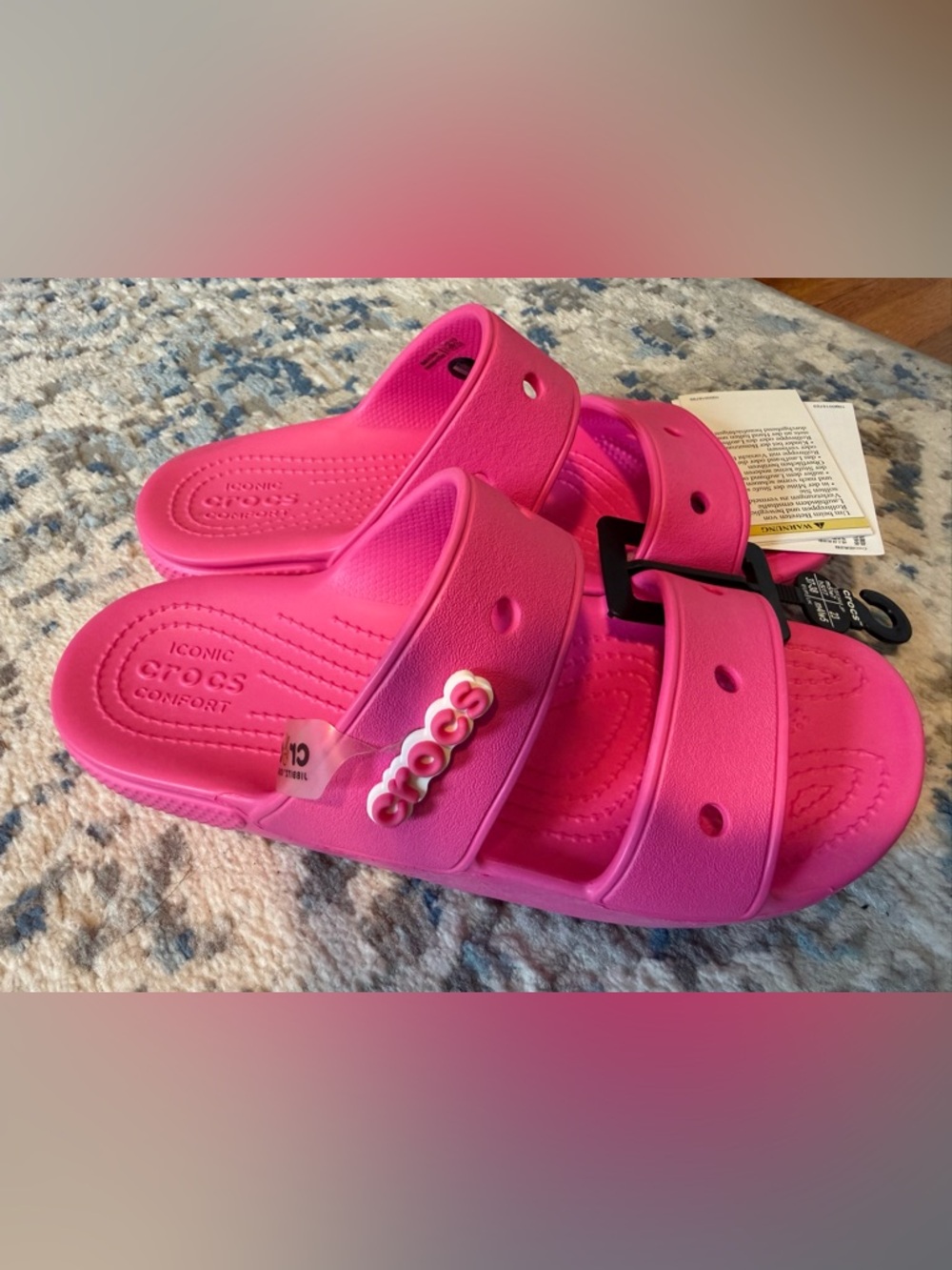 CROCS Women’s ' Hot Pink Dual-Strap Slide Sandals size 7
